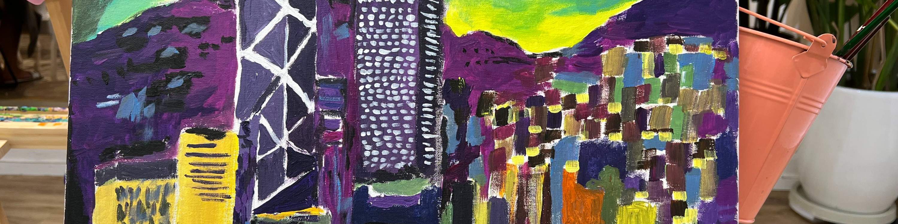 Rica Art Space Hong Kong Skyline painting Pointillism